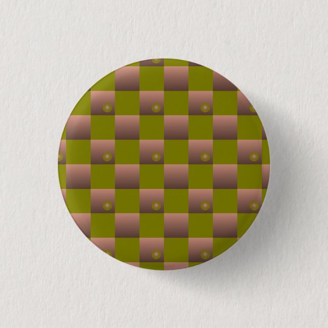 Checkered pattern in brown and olive green button (Front)