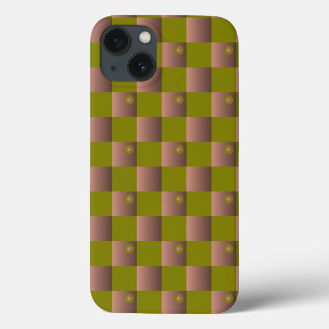 Checkered pattern in brown and olive green Case-Mate iPhone case (Back)