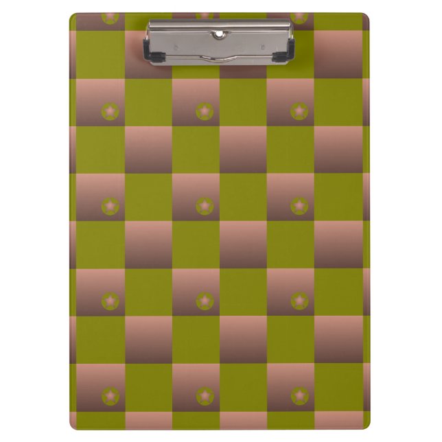 Checkered pattern in brown and olive green clipboard (Front)