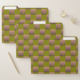 Checkered pattern in brown and olive green file folder