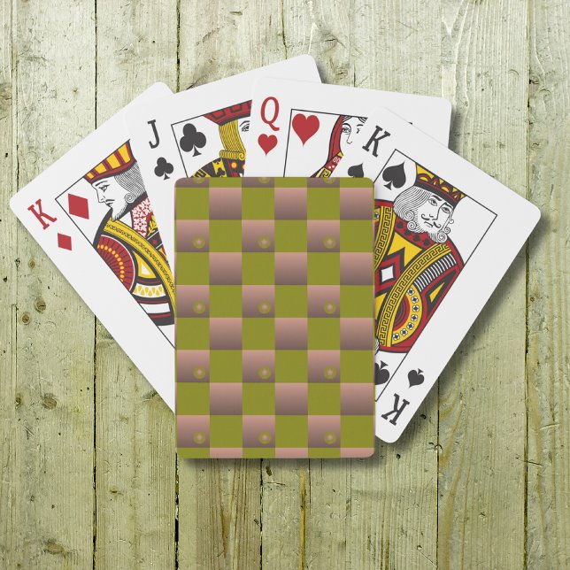 Checkered pattern in brown and olive green poker cards (Creator Uploaded)
