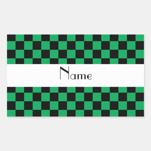 Checkered pattern in green.png rectangular sticker (Front)