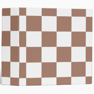 Checkered Pattern in White and Mocha Mousse 3 Ring Binder