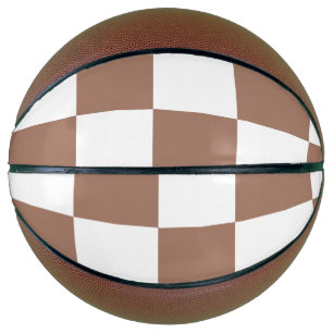 Checkered Pattern in White and Mocha Mousse Basketball