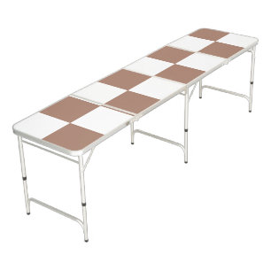 Checkered Pattern in White and Mocha Mousse Beer Pong Table