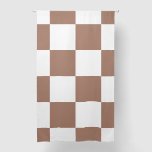 Checkered Pattern in White and Mocha Mousse Blackout Curtains