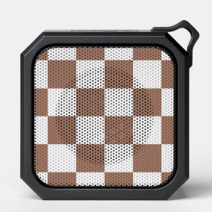 Checkered Pattern in White and Mocha Mousse Bluetooth Speaker