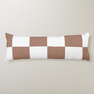 Checkered Pattern in White and Mocha Mousse Body Pillow