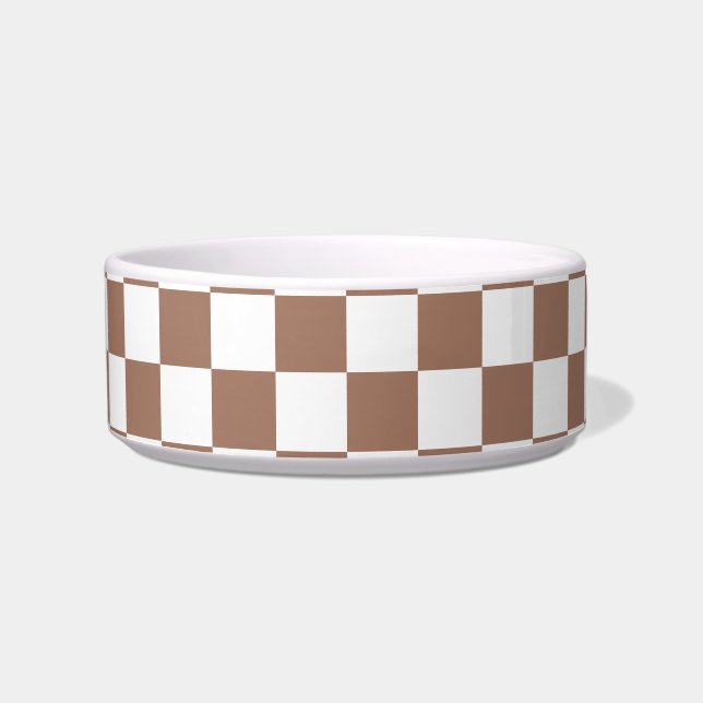 Checkered Pattern in White and Mocha Mousse Bowl (Front)