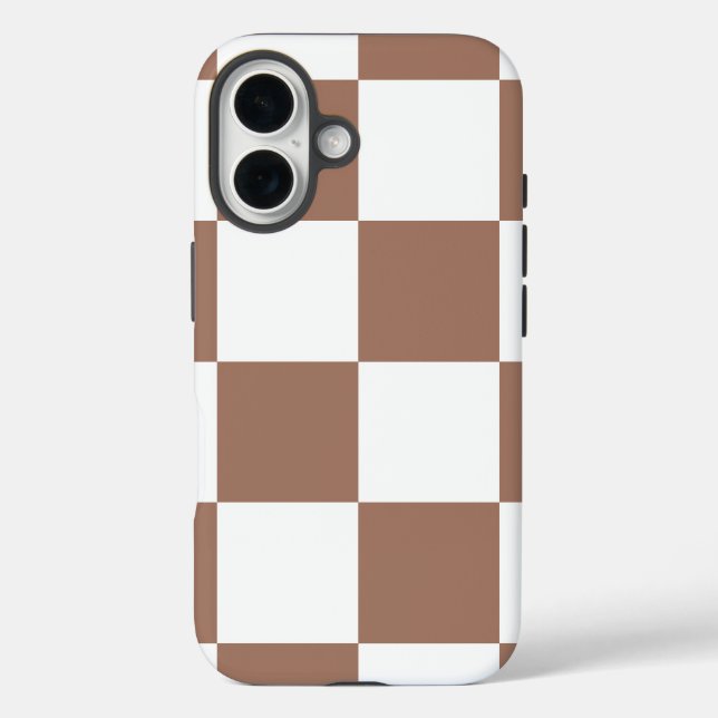 Checkered Pattern in White and Mocha Mousse Case-Mate iPhone Case (Back)