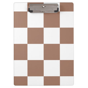 Checkered Pattern in White and Mocha Mousse Clipboard