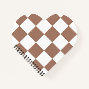 Checkered Pattern in White and Mocha Mousse Notebook