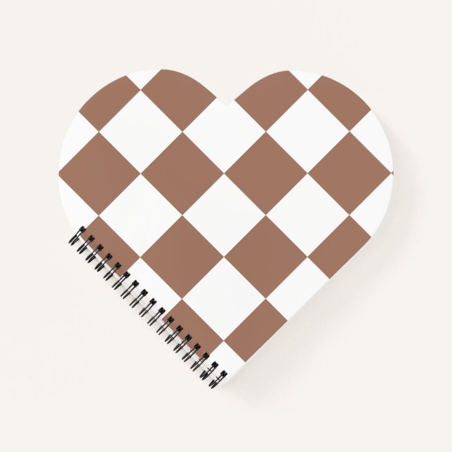 Checkered Pattern in White and Mocha Mousse Notebook (Front)