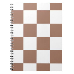 Checkered Pattern in White and Mocha Mousse Notebook