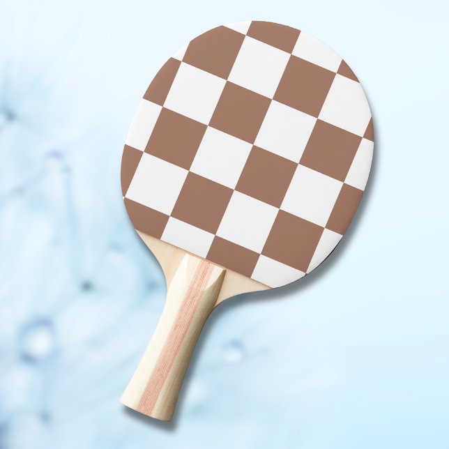 Checkered Pattern in White and Mocha Mousse Ping Pong Paddle (Creator Uploaded)
