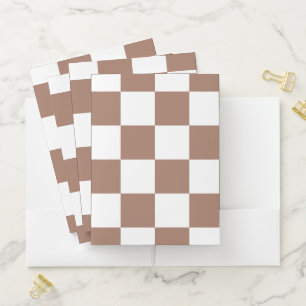 Checkered Pattern in White and Mocha Mousse Pocket Folder