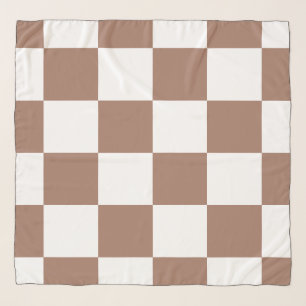 Checkered Pattern in White and Mocha Mousse Scarf