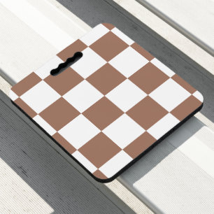 Checkered Pattern in White and Mocha Mousse Seat Cushion