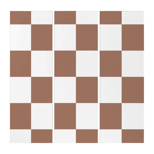 Checkered Pattern in White and Mocha Mousse Triptych (Front)