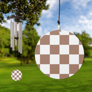 Checkered Pattern in White and Mocha Mousse Wind Chime