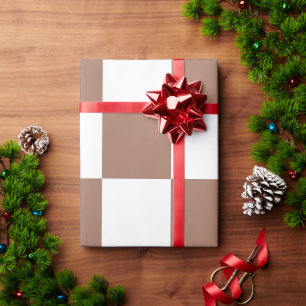 Checkered Pattern in White and Mocha Mousse Wrapping Paper