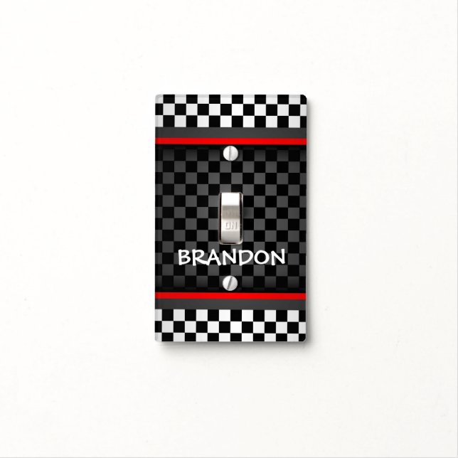 Checkered Pattern Light Switch Cover (In Situ)