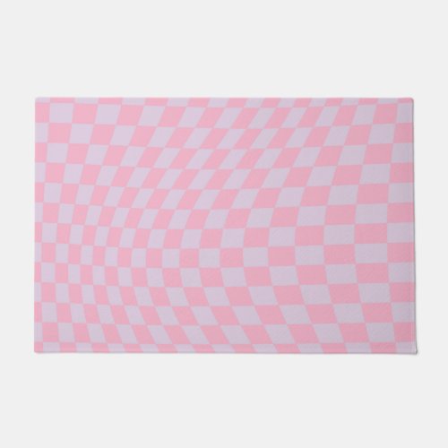 Checkered Pattern Lilac Pink Check Checkerboard Doormat