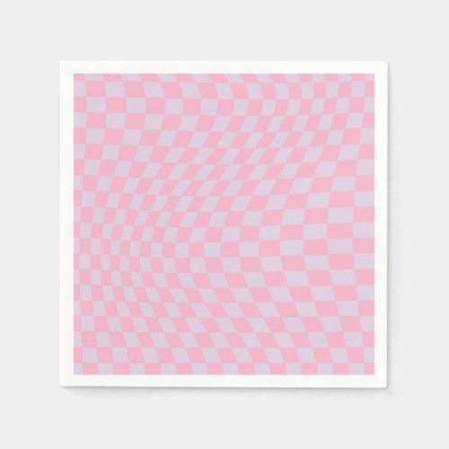 Checkered Pattern Lilac Pink Check Checkerboard Napkins