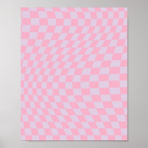 Checkered Pattern Lilac Pink Check Checkerboard Poster