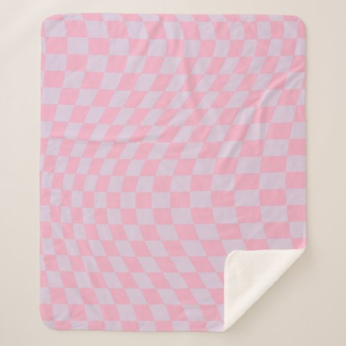 Checkered Pattern Lilac Pink Check Checkerboard Sherpa Blanket