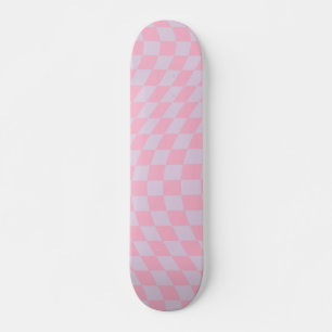 Checkered Pattern Lilac Pink Check Checkerboard Skateboard