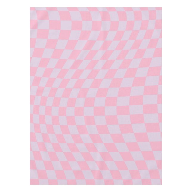 Checkered Pattern Lilac Pink Check Checkerboard Tablecloth (Front)