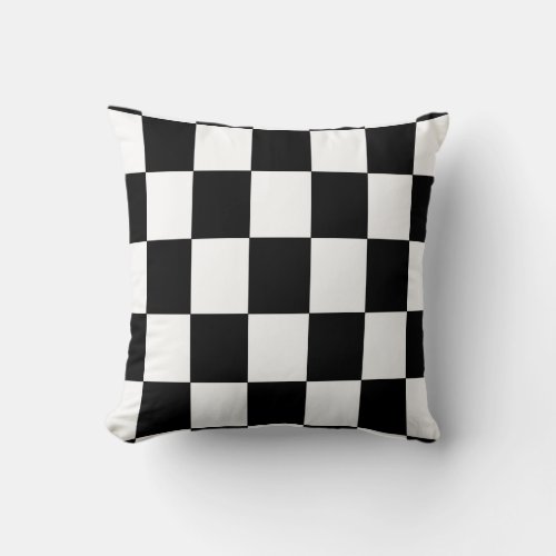 Checkered Pattern Modern Black White Throw Pillow