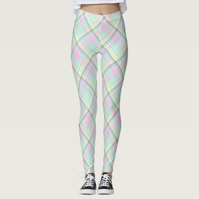 Checkered pattern of caramel colors. leggings (Front)