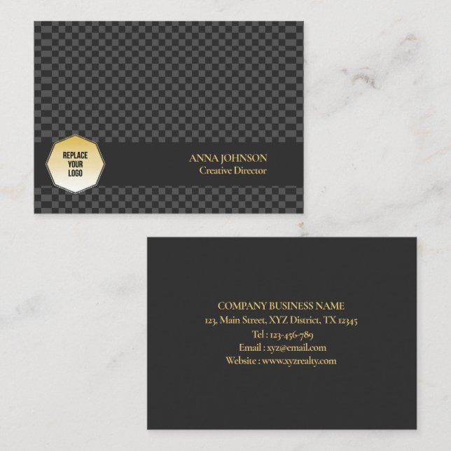 Checkered Pattern Personalized Name Business Card (Front/Back)