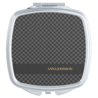 Checkered Pattern Personalized Name Compact Mirror