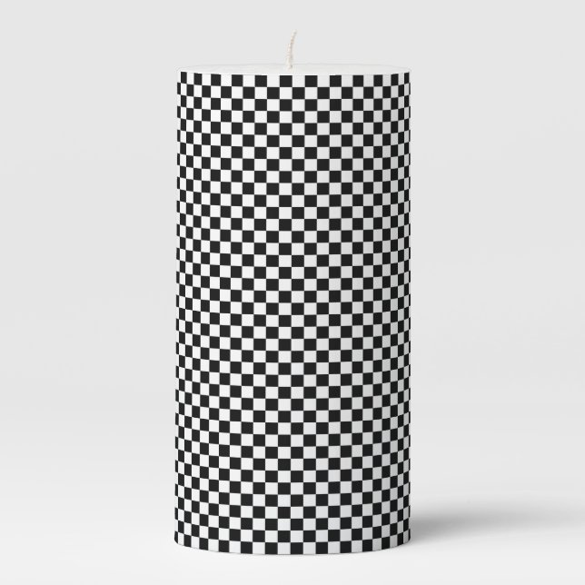 Checkered Pattern Pillar Candle (Front)