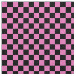 Checkered Pattern Pink Black Glitter, Trendy Chic Fabric