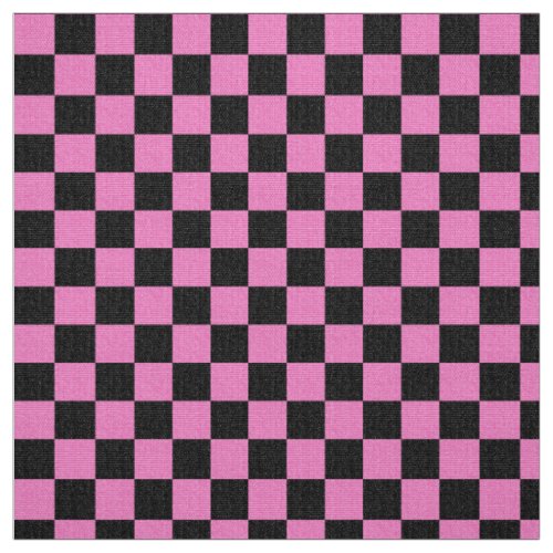 Checkered Pattern Pink Black Glitter Trendy Chic Fabric