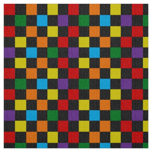 Checkered Pattern Rainbow Glitter Pride Gay LGBT Fabric