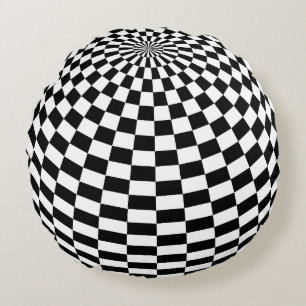 Checkered Pattern Round Pillow