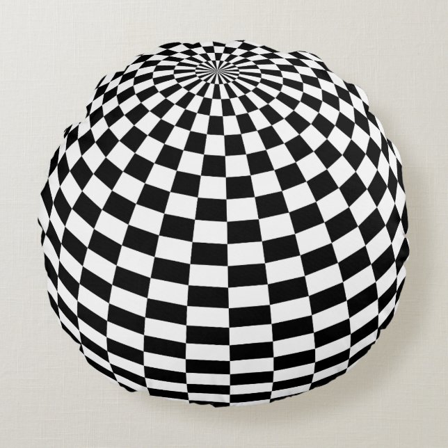 Checkered Pattern Round Pillow (Front)