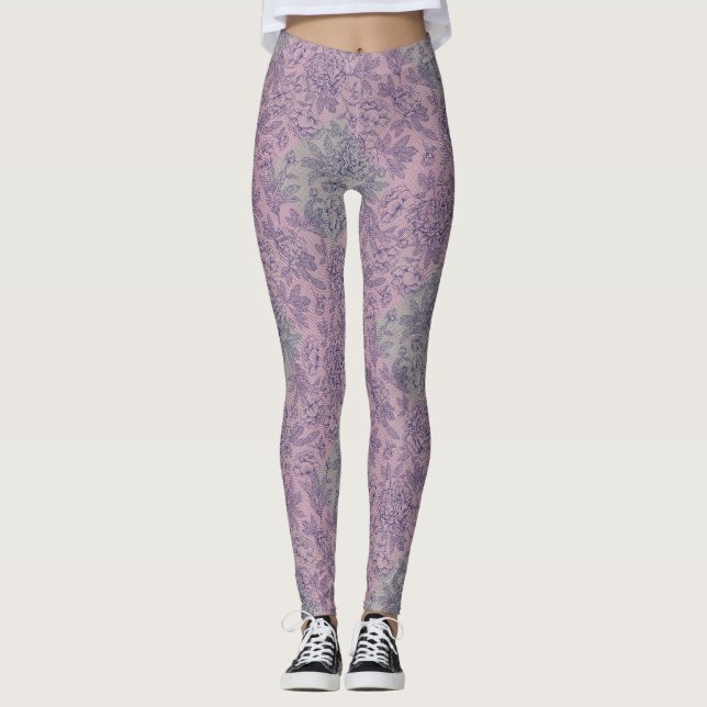 Checkered pattern small green w lpink BG Leggings (Front)
