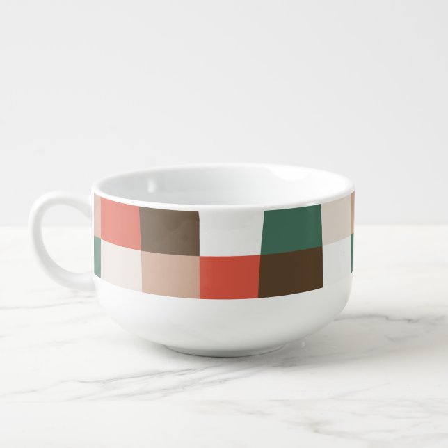Checkered Pattern Soup Mug (Right)
