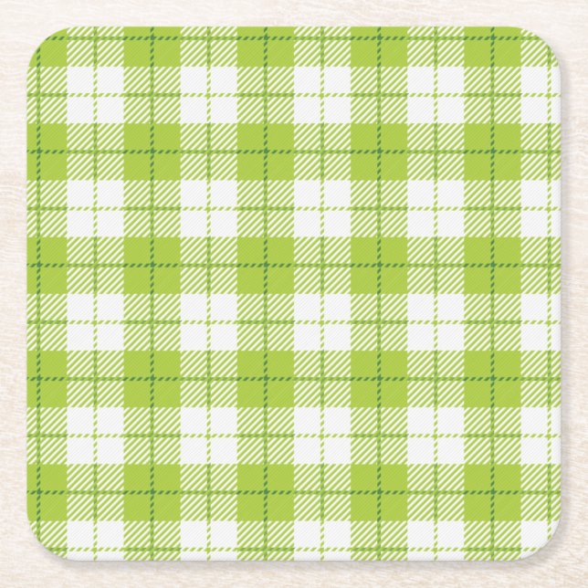 Checkered pattern square paper coaster (Front)