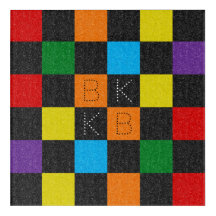 Checkered Pattern Stylish Rainbow LGBTQ Monogram