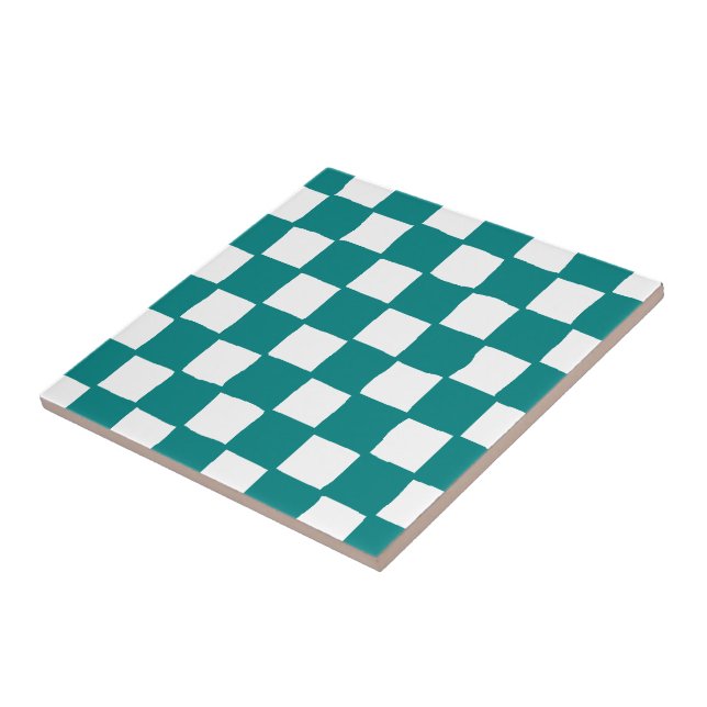 checkered pattern (teal) tile (Side)