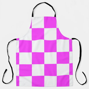 Checkered pattern tile background. White and Pinka Apron