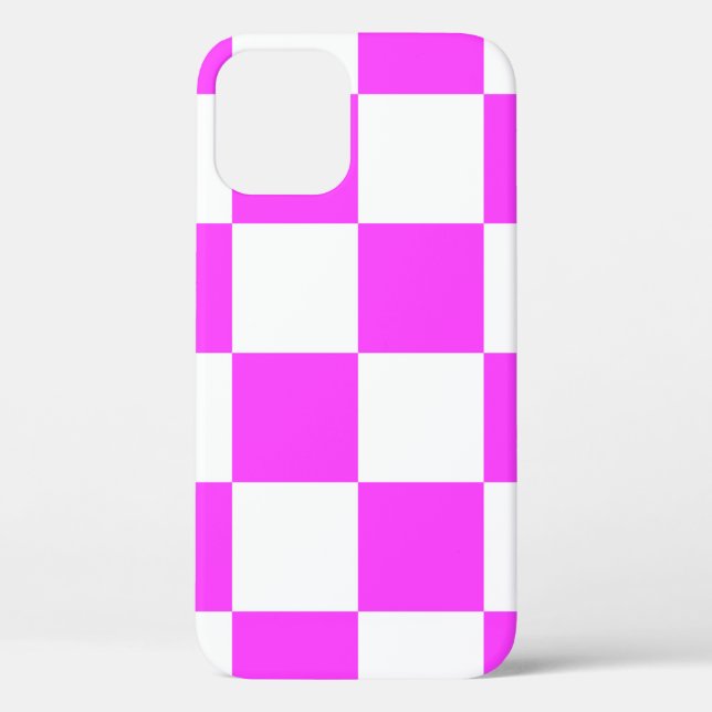 Checkered pattern tile background. White and Pinka Case-Mate iPhone Case (Back)
