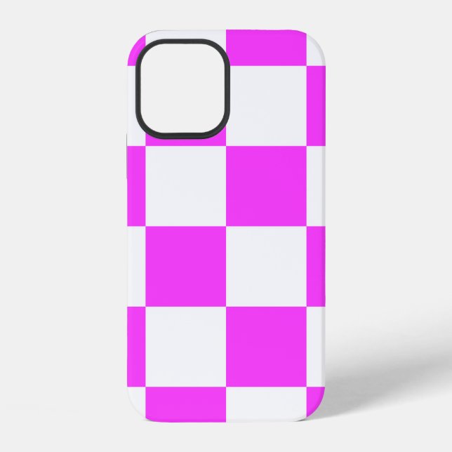 Checkered pattern tile background. White and Pinka Iphone Case (Back)